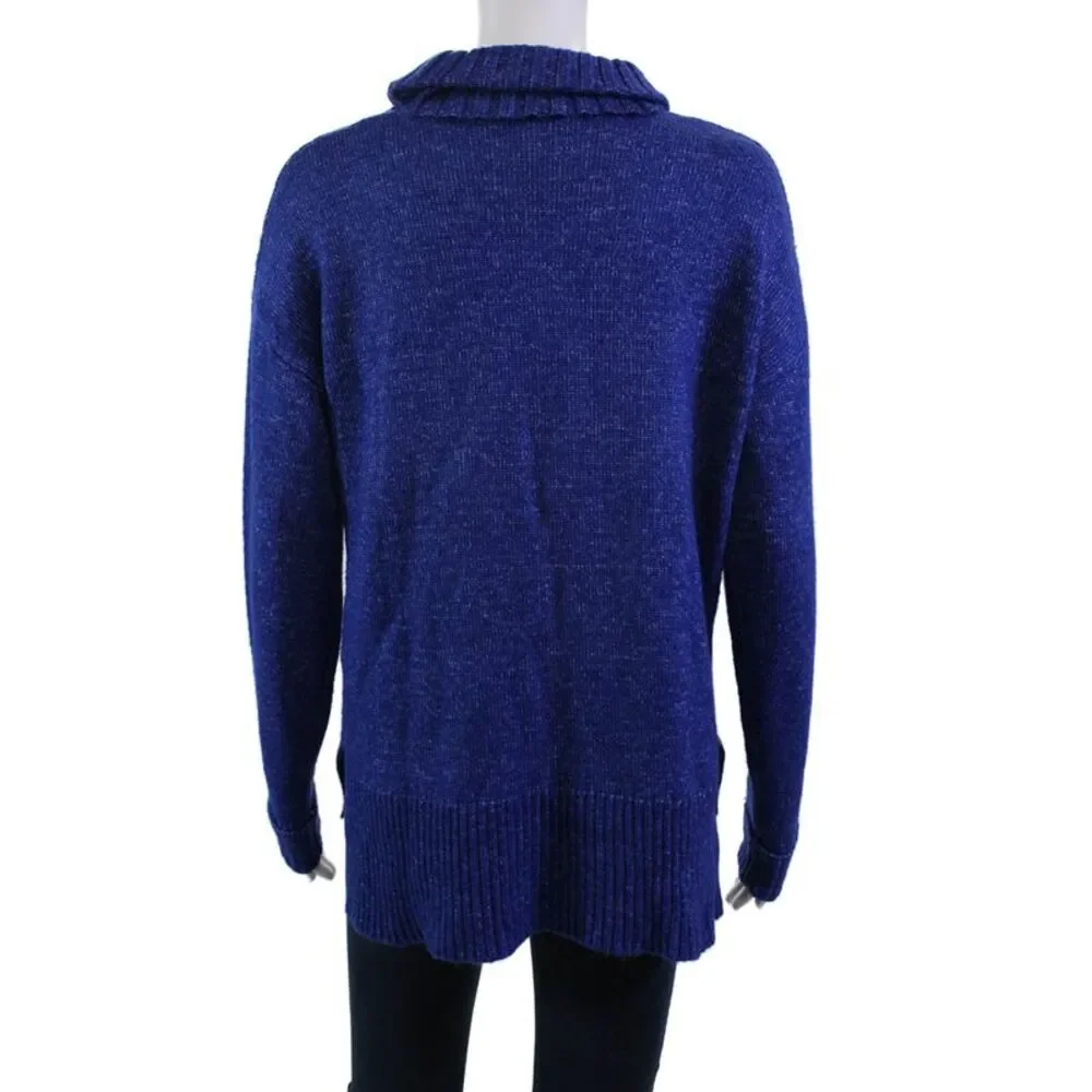 Renuar Womens Long Sleeves Pullover Turtleneck Sweater Lapis Blue Size Medium